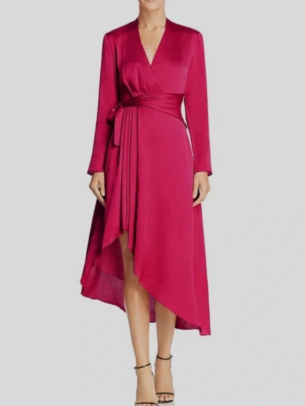 Pink midi wrap effect dress equipment magenta hot pink size 6